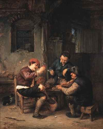 Three Peasants at an Inn by Adriaen Jansz. van Ostade